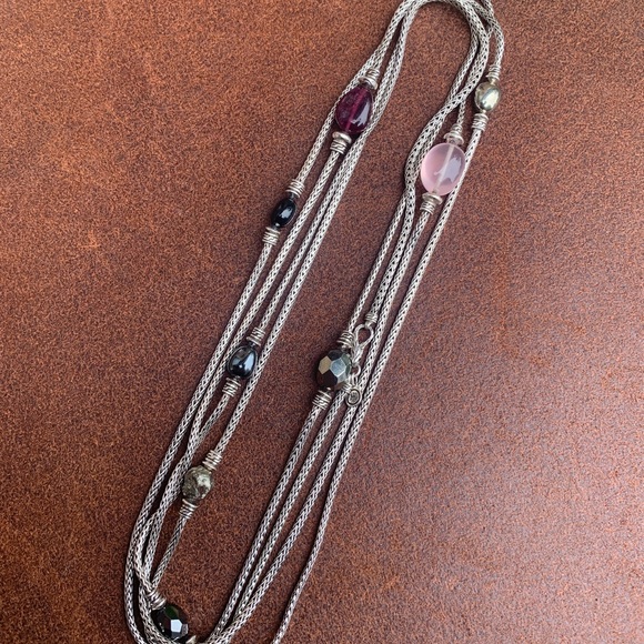 John Hardy X Adwoa Aboah 72 Inch Sterling Silver pink tourmaline Pyrite Necklace - Picture 16 of 16